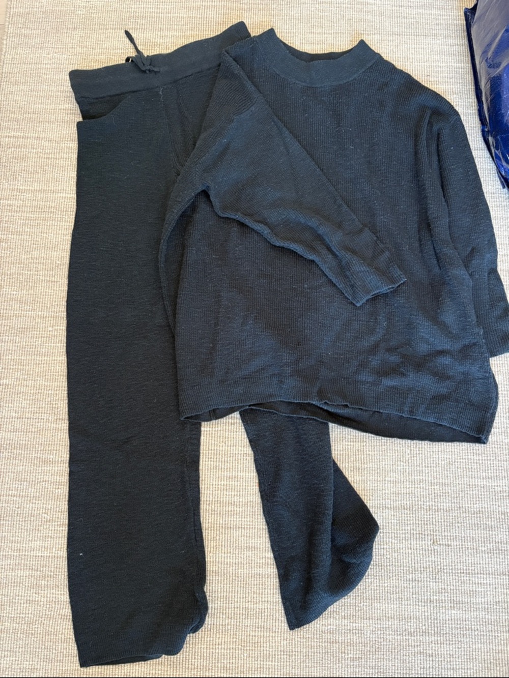 FP beach Cozy Black Knit Loungewear Set - Top & Pants